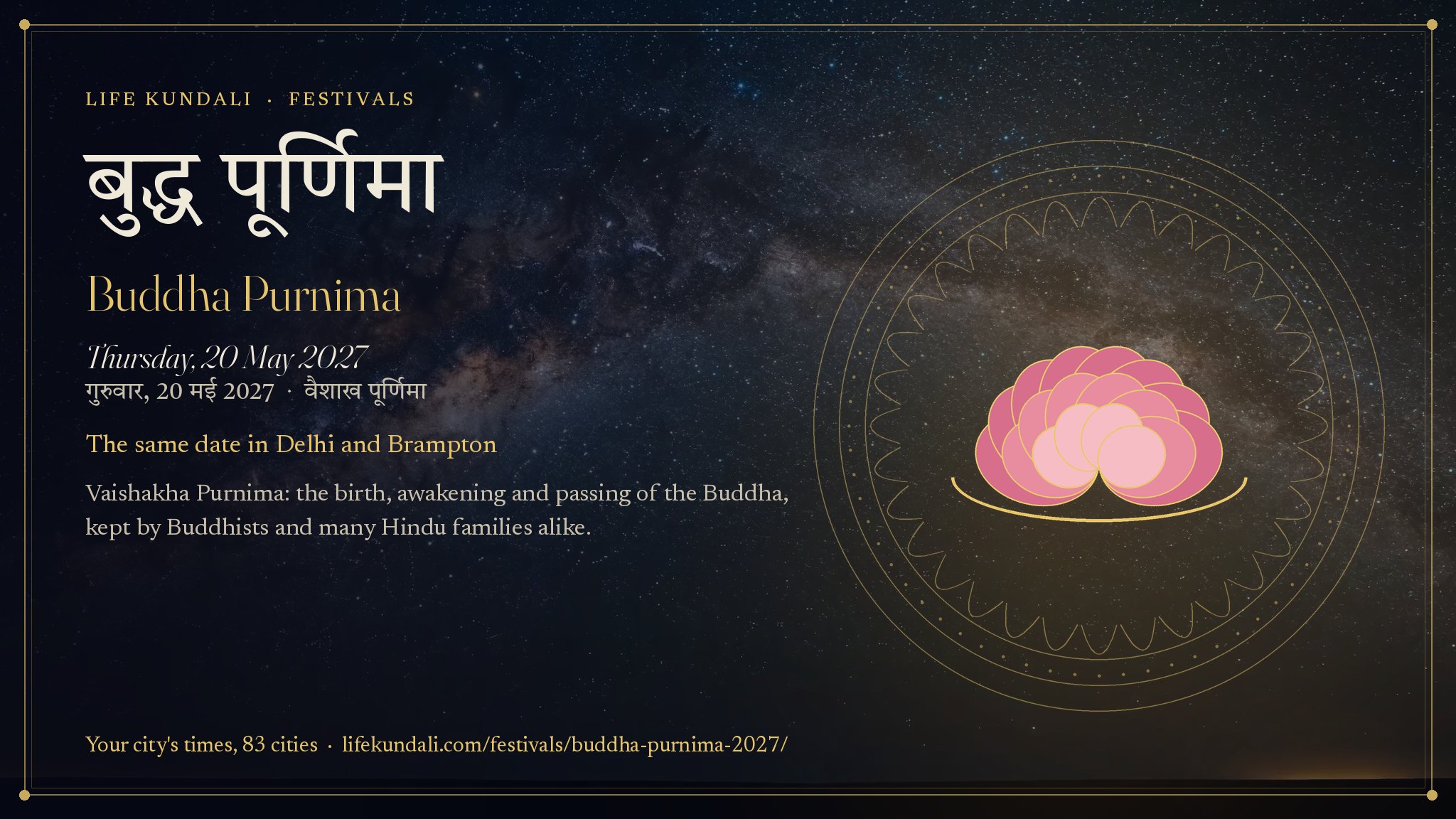 Buddha Purnima 2027 card: बुद्ध पूर्णिमा, Thursday, 20 May 2027