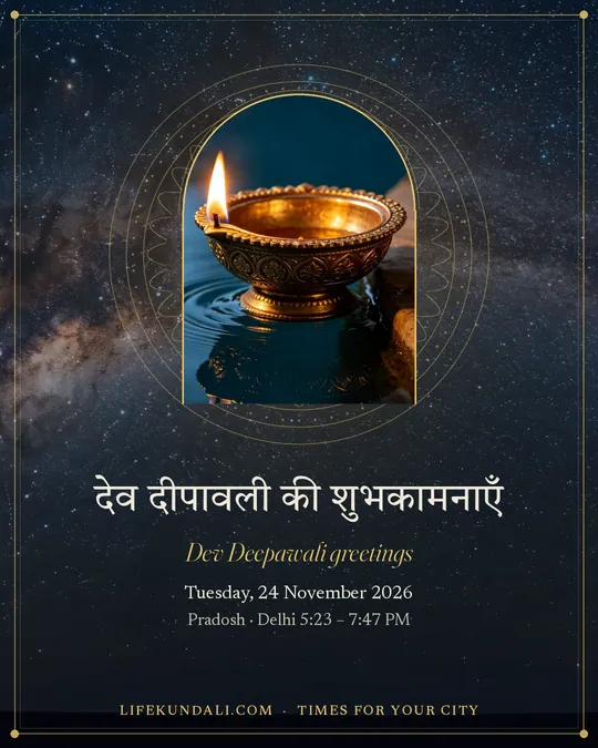 Dev Deepawali greetings: greeting post, Kartik Purnima · Dev Deepawali 2026