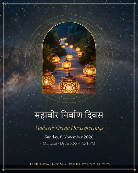 Mahavir Nirvan Divas greetings: greeting post, Mahavir Nirvan Divas · Jain Diwali 2026
