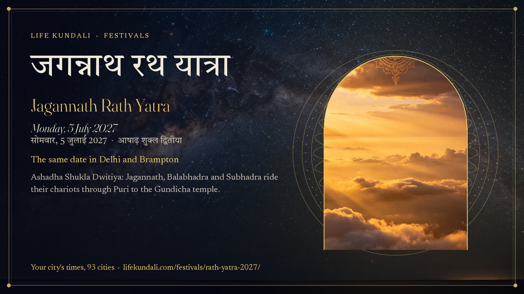 Jagannath Rath Yatra 2027 card: जगन्नाथ रथ यात्रा, Monday, 5 July 2027