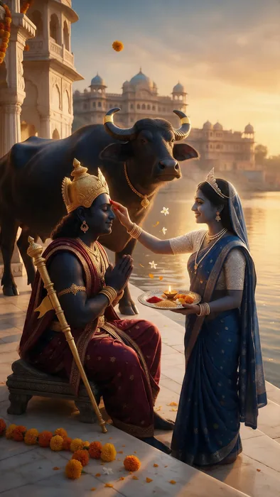 Yama and Yamuna, the first Bhai Dooj